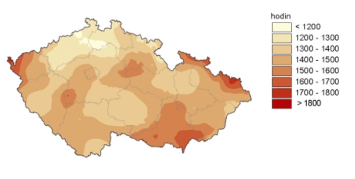 mapa oslunění ČR